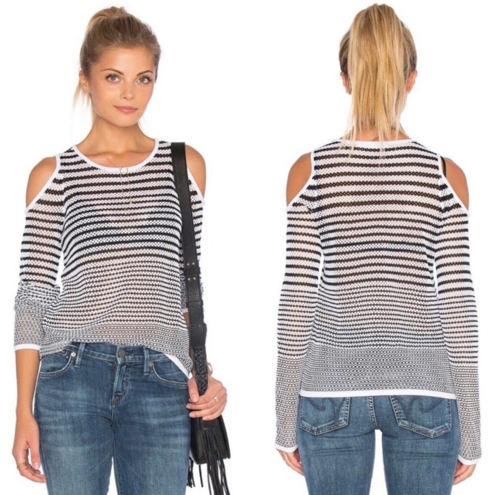 Rag & Bone Quinn Stripe Cold Shoulder Net Top - image 4
